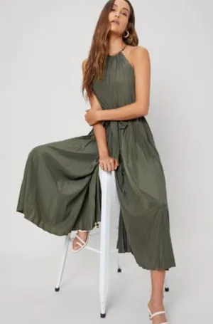 Lulu's Sage Green Elastic Waist dress thumbnail 1