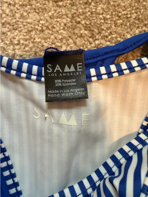 SAME Los Angeles Double Layer Blue/White Striped Bikini Set Blue thumbnail 5