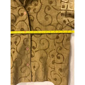 Susan Bristol Mustard Yellow Swirl‎ Geometric Tapestry Button Front Jacket XL thumbnail 6