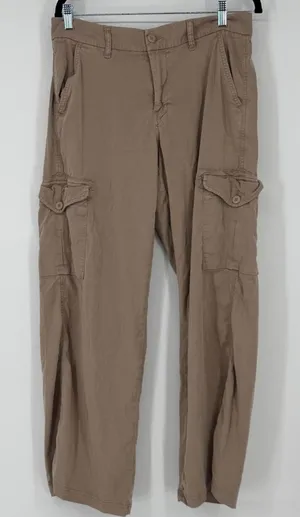 American Eagle Mid Rise Baggy Wide‎ Leg Size 8 Stretch Lyocell Cargo Pants thumbnail 1