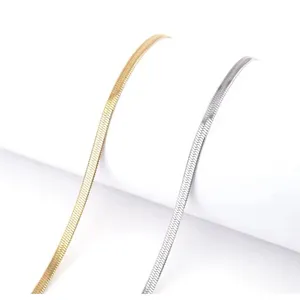 3mm Gold Herringbone Necklace | Gold Plated Sterling Silver‎ thumbnail 13