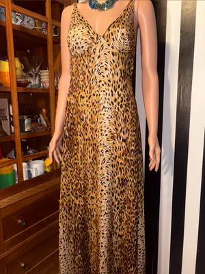 70s Vintage Leopard Print Slip Maxi Dress Sexy Nightgown Dress Size Small 2/4 thumbnail 16