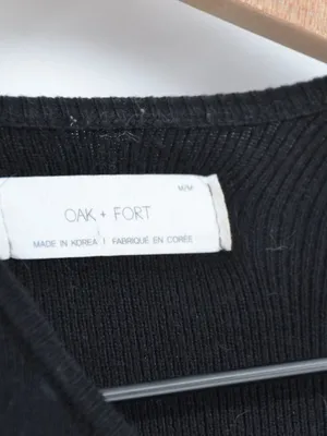 Oak + Fort Cut-Out Neck Long Sleeve Top Black M thumbnail 4