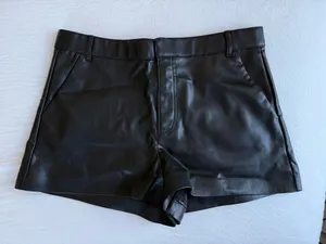 ZARA Leather Shorts Black thumbnail 1