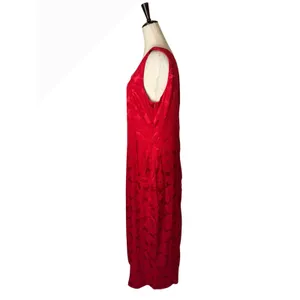 Lulus Chasing Desire Satin Jacquard Maxi Dress Women XL‎ Red Floral One Shoulder thumbnail 6