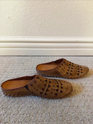 Spring Step Fusalide Leather Mules Boho Laser Cut Brown Clogs Slide Sandals - 38 thumbnail 8