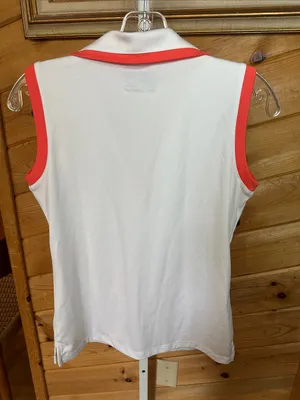 Izod White & Coral Sleeveless Golf shirt thumbnail 5