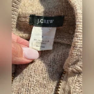 J. Crew Merino Wool Brown Metallic Zip Front Cardigan‎ Sweater Small Women’s thumbnail 8