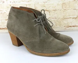 Madewell 1937 Sandstorm Suede Leather Lace-up Ankle Booties 7.5 Tan Block Heel thumbnail 1
