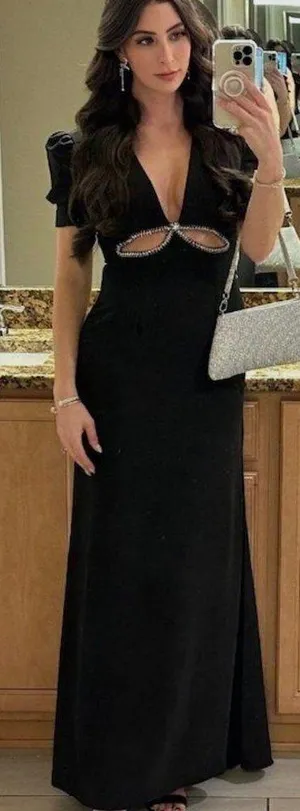 MAC DUGGAL Cutout Column Gown in Navy Size US 4 thumbnail 1