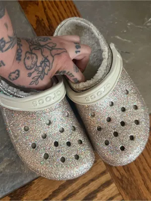 CROCS Women's Glitter Clog with Cream Strap thumbnail 1