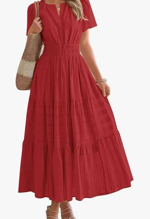 Elegant Red Maxi Dress Size M thumbnail 1
