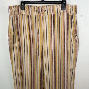D&Co Naturals Linen blend pull on pants multicolor Striped Pants size Large thumbnail 2