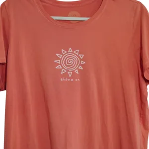 Life is Good Women's Large Shine On Sun Graphic Tee Coral Orange Shirt Outdoors thumbnail 2