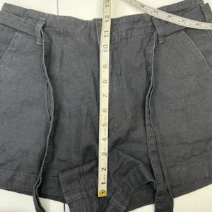 Abercrombie & Fitch S Shorts Black Linen Blend Tie Waist Casual Summer Cuffed thumbnail 13