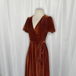 BALTIC BORN Andi Velvet High Low Maxi Dress Ribbed Party Holiday‎ Copper Rust XS thumbnail 7