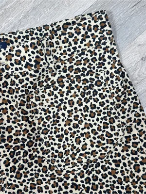 J. Crew Lizzie Leopard Print High‎ Rise Wide Leg Pants Tan Black 30 Chino thumbnail 6