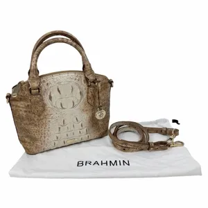 Brahmin Duxie Melbourne Leather Satchel Bag Crossbody Bag Tan thumbnail 4