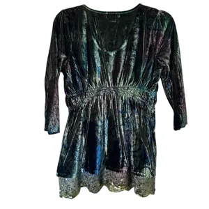 Live and Let Live Dress Tunic SZ Med Petite Velvet Sequin Babydoll Y2K Steampunk thumbnail 8