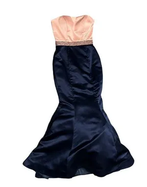 Sherri Hill Pink, Navy Empire Waist Strapless Mermaid Full Length Formal Gown 0 thumbnail 1