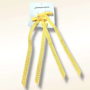 Free People Bow Set Yellow Gingham Hair Clips Coquette Picnic Dainty Cottage NWT thumbnail 7