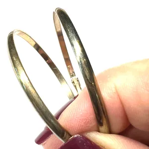 Hoops Gold Tone 2" inch Earring Pierced Hinged Minimalist thumbnail 2