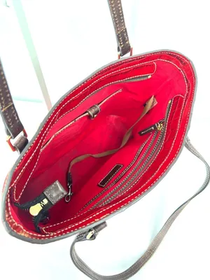 Dooney & Bourke Croco Embossed Red Leather Lexington Shopper Tote Shoulder Bag thumbnail 5