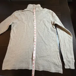 Lauren Ralph Lauren Womens Oatmeal Beige Cotton Turtleneck Crest Logo Top S VTG thumbnail 8