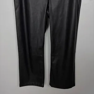 Old Navy Faux‎ Leather Wide Leg Pants Black High Waisted Going Out Edgy Size 10 thumbnail 4