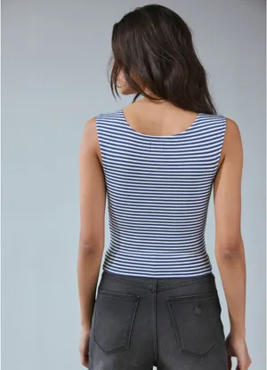 BDG Urban Outfitters ribbed square neck tank top striped thumbnail 4