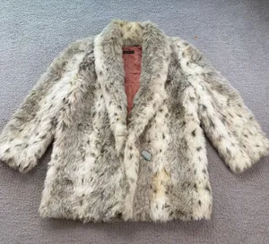 Vintage Jordache Faux Fur Coat 80s Animal Print Spotted Shawl Collar Made in USA thumbnail 1
