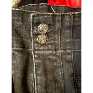 Free People We The Free High Rise Flare Jeans Washed Black Size 25 Double Button thumbnail 8