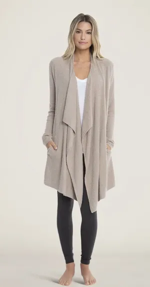 Barefoot Dreams Sz S/M Cardigan Sweater CozyChic Lite Island Wrap Open Waterfall thumbnail 1