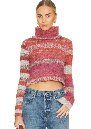 NWT Free People My Girl Turtleneck Sweater In Sunburst Combo Wool Blend thumbnail 1