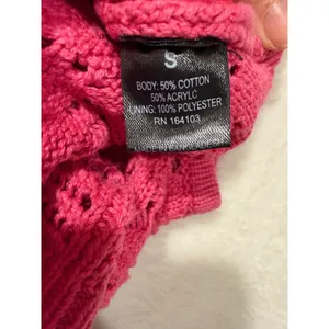 Hot Pink Crochet Knit Halter Top Womens Small‎ Boho Pointelle Crop Tank Tie Back thumbnail 6