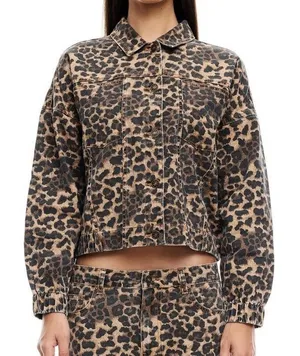 Lioness‎ Carmela Leopard Print Denim Jacket Size XS thumbnail 1