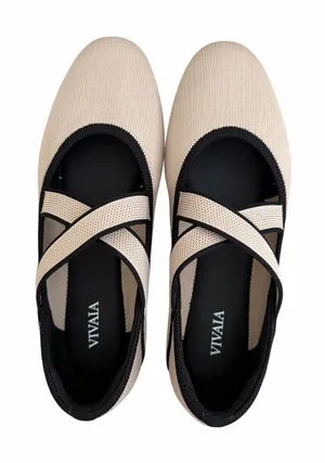 VIVAIA Nia Mary Jane Ballet Flats Almond Toe Cross Strap 37 6.5 NEW thumbnail 1