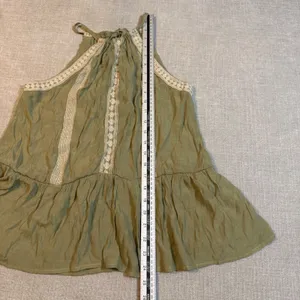 Boho Olive Green‎ Boho Halter Top Small Embroidered Peplum Tank Blouse Fairycore thumbnail 6