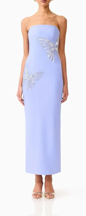 Elliatt Strapless Lilac Column Gown with Crystal Butterfly Appliqués thumbnail 1