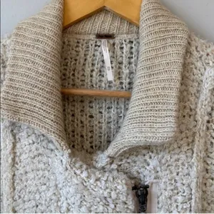 Free People Boho Cardigan Fuzzy Boucle Oversized Sweater Jacket thumbnail 3