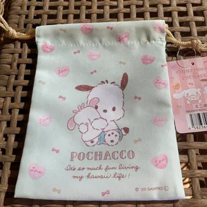 Sanrio Blue Light Green Small Drawstring Bag With Pochacco And Cinnamoroll thumbnail 4