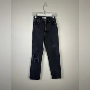 Abercrombie Black High‎ Rise Dad Straight Leg Jeans Sz 24 thumbnail 2