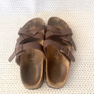 Birkenstock Birki's Brown Leather Nepal Strappy Slide On Sandals 38 Women 7 thumbnail 7