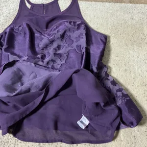 American Eagle Burnout Floral Mesh Tank Top Womens M Purple Racerback Blouse thumbnail 5