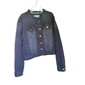 NWT Draper James RSVP Ruffle Trim Dark Denim Jacket Size XL thumbnail 4