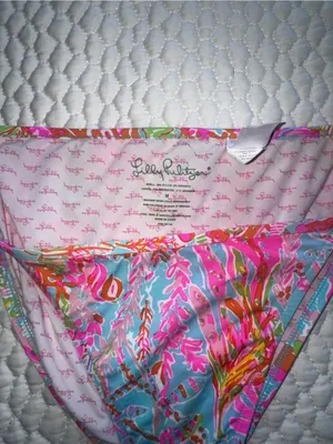 Lilly Pulitzer Women’s Coral Print Colorful Neon Bikini Bottom Size Medium thumbnail 3