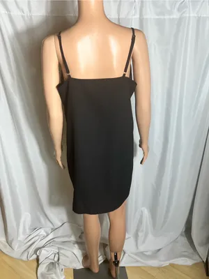 Missguided Black Satin Lace Trim Slip Dress Womens M US 8 Minimal Chic thumbnail 4