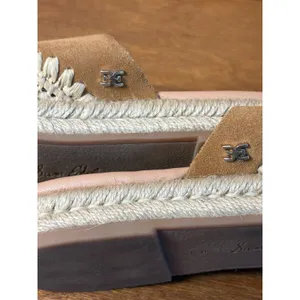 Sam Edelman Austin Camel Brown Suede Woven Espadrille Slip On Mules Size 9 thumbnail 7