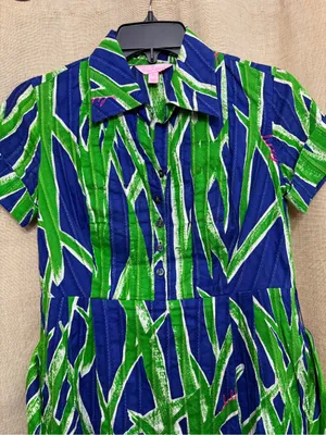 Lilly Pulitzer Blue & Green Asymmetrical Dress size 0 thumbnail 2