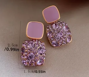 Bohemian Square Light Purple & Gemstones Earrings thumbnail 2